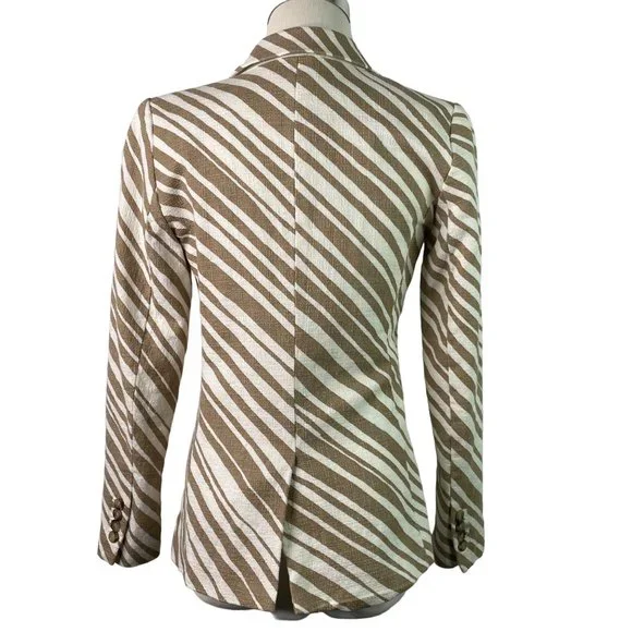 Ann Taylor Zebra Animal Tan Blazer Suit Jacket Size 0P One Button - Picture 4 of 9